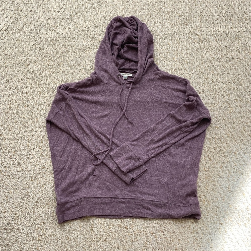 purple vintage womens american eagle long sleeve shirt with hood